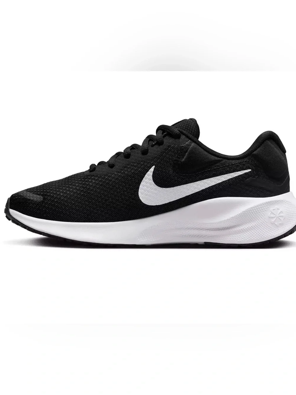 Nike Revolution 7 Extra Wide Men's Low Top Mesh Lace Up Black/White ,Size 10